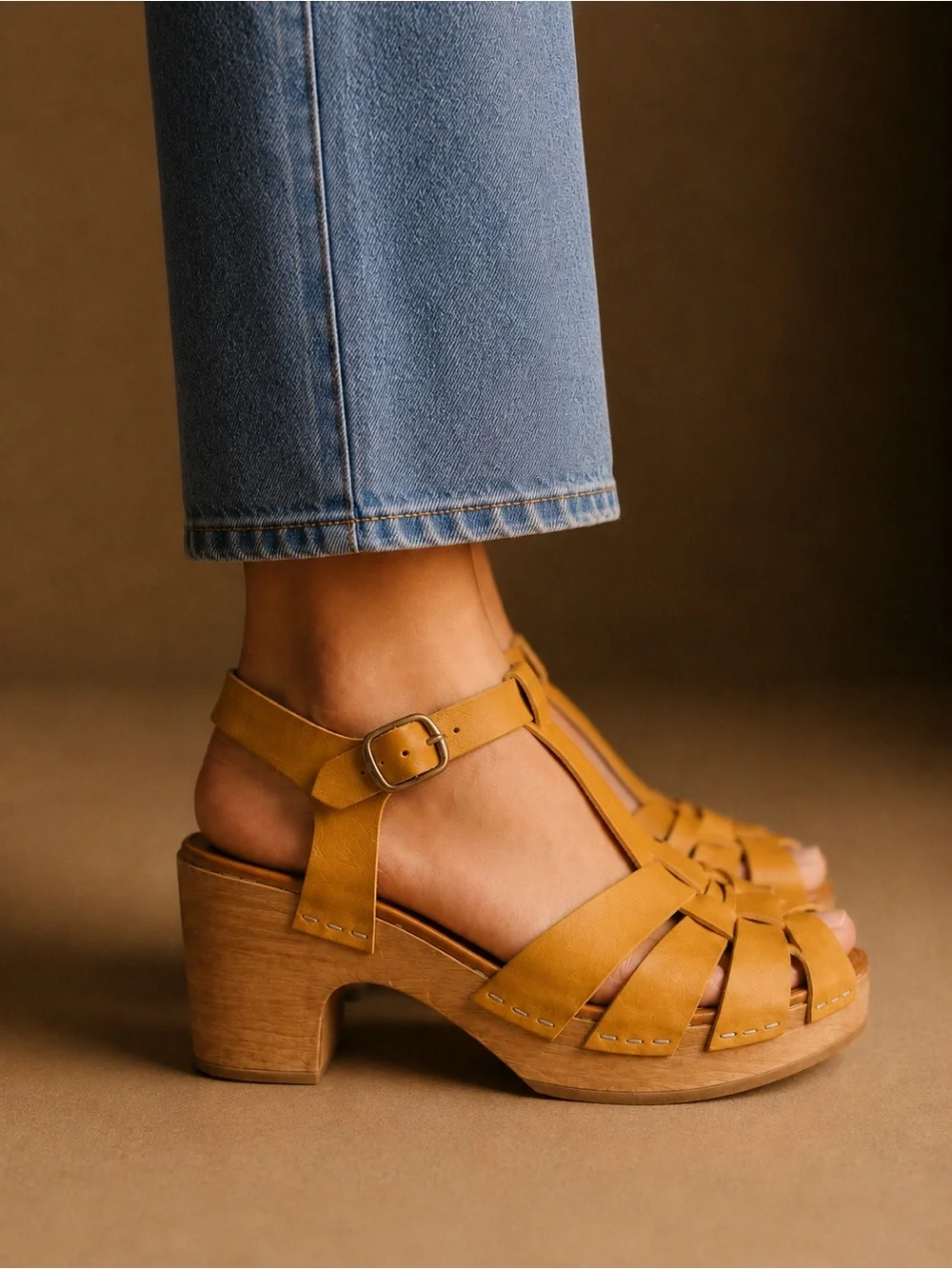 MIA authentic Swedish clogs Mustard Leather. NEVER WORN.